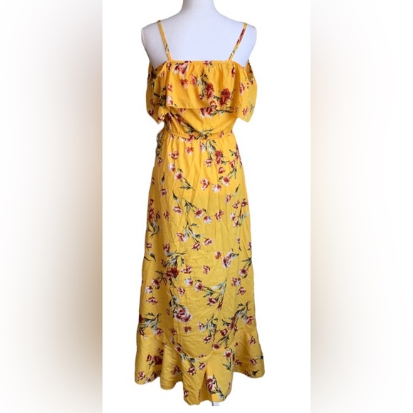 Blush Cold Shoulder Spaghetti Strap Floral High Low Maxi Dress - Picture 4 of 6